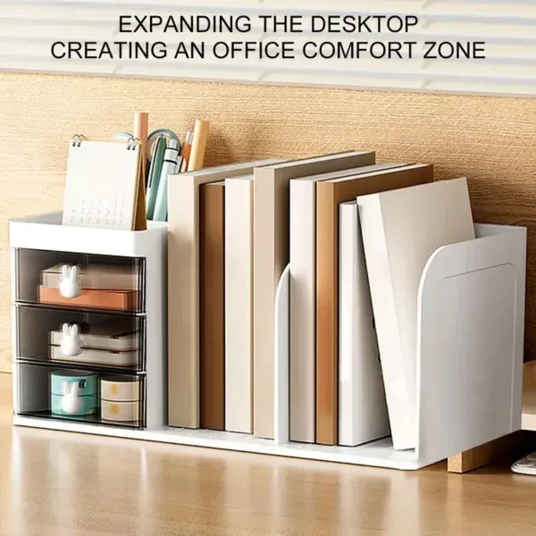 Desk Organizer With Drawer File Holders And Pen Holders Simple Drawer - Image 3