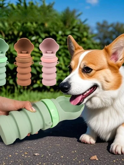 Pet Foldable Water Bottle Portable Dog Cat Silicone Bottle Outdoor