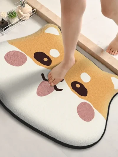 Thickened special-shaped bathroom absorbent floor mat flannel toilet