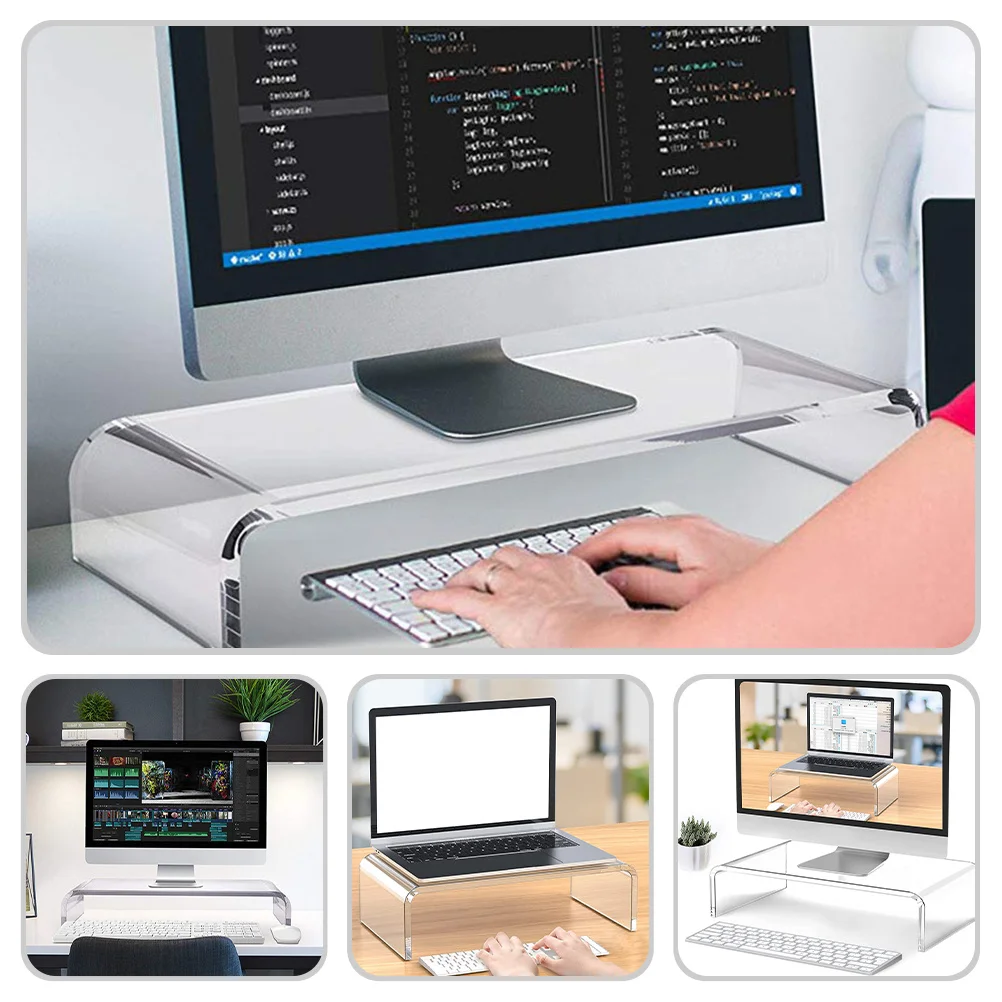 Clear Acrylic Monitor Stand 15Cm Height For Computer Laptop Ergonomic - Image 6