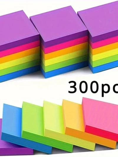 300-piece self-adhesive sticky note set – vibrant neon colors