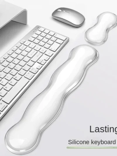 Mouse pad with wrist rest, keyboard rest, anti slip silicone